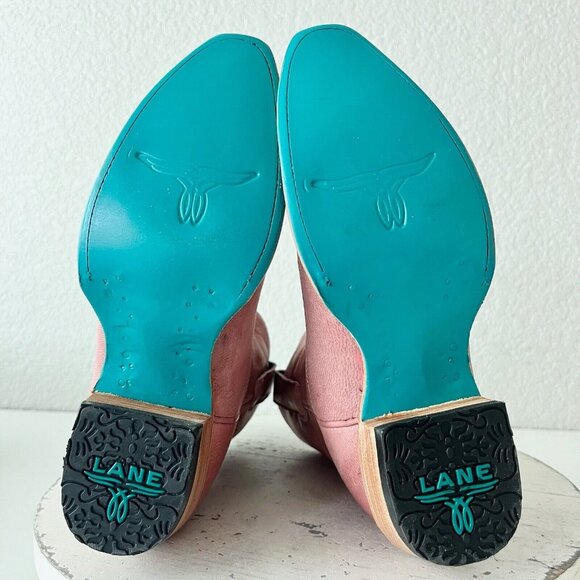 Lane EMMA JANE Womens Cowboy Bootie 5 Pink Leather Western Cowgirl Short Boots - Picture 10 of 13